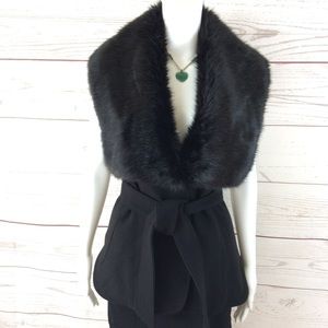 White House Black Market fauxfur shawl collar vest